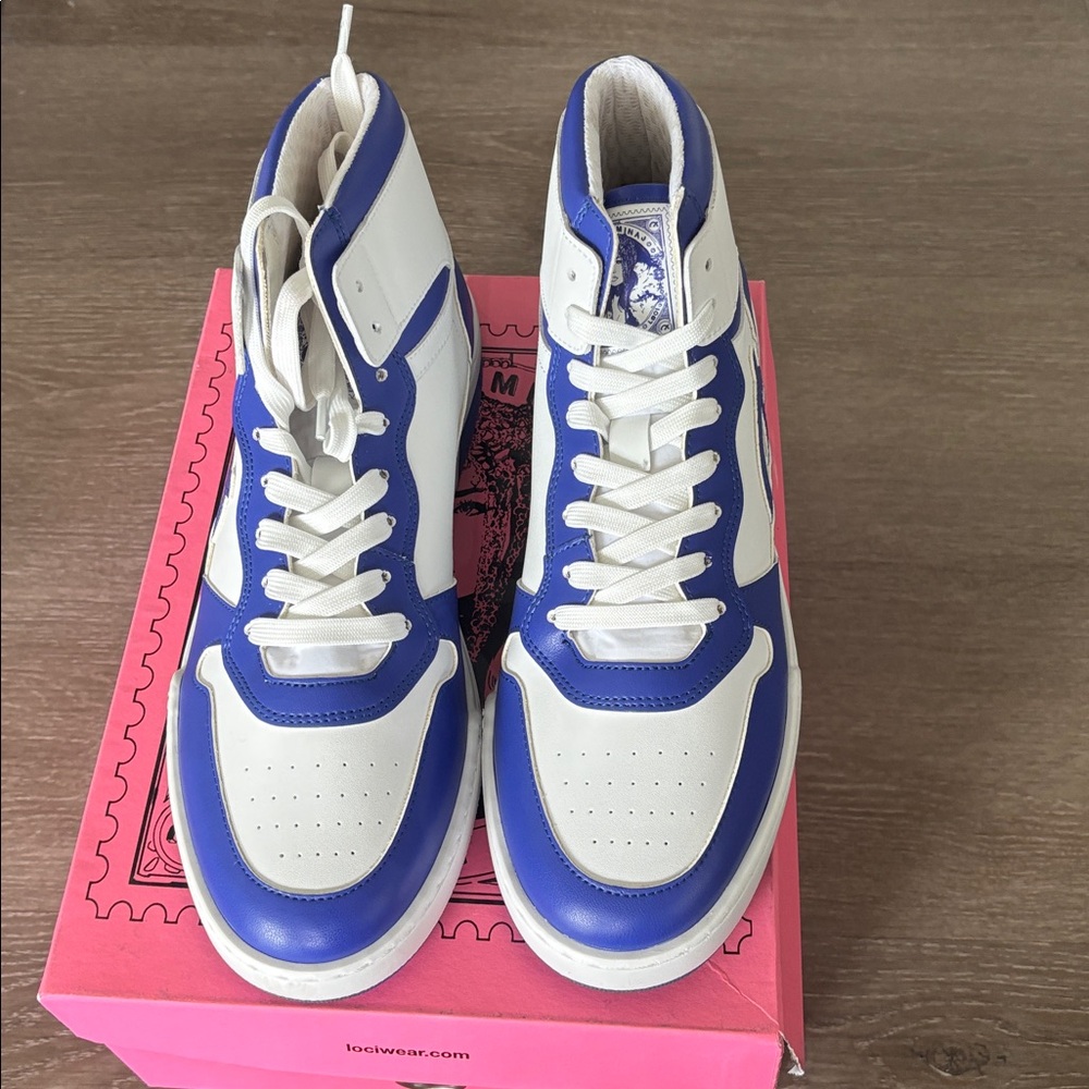 Nicki Minaj brand new Loci sustainable White and Blue High Top Sneaker in box
